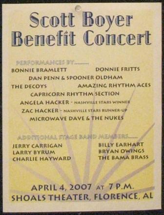 Scott Boyer benefit concert handbill, Florence, AL, April 4, 2007