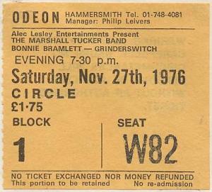 Ticket, London, 27 Nov. 1976